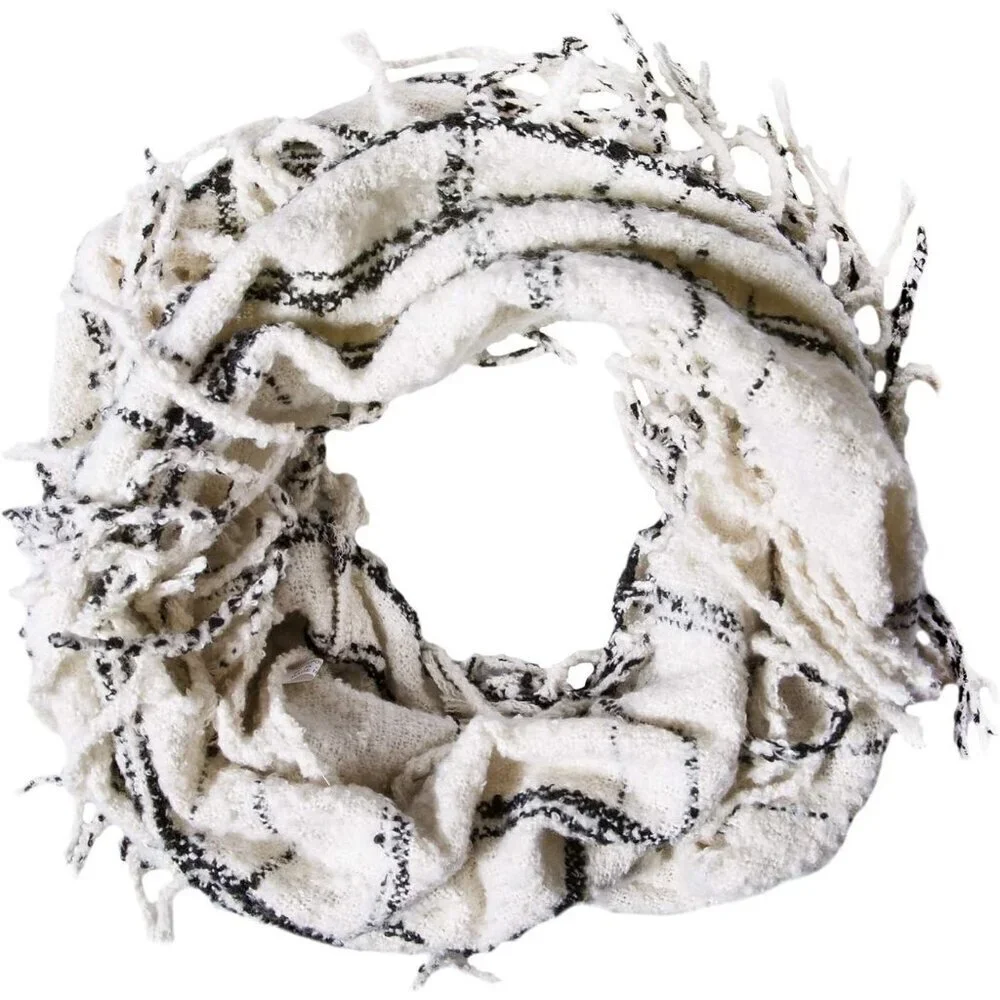Women's  Ia-white Scarf Winter Double-Layer Neck Warmer Knit Fleece Lined Circle
